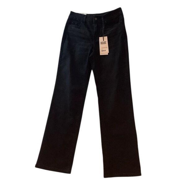 NWT OAT NEW YORK Beaded High Rise Relaxed Straight Black Jeans Size 0/25 - Picture 1 of 11
